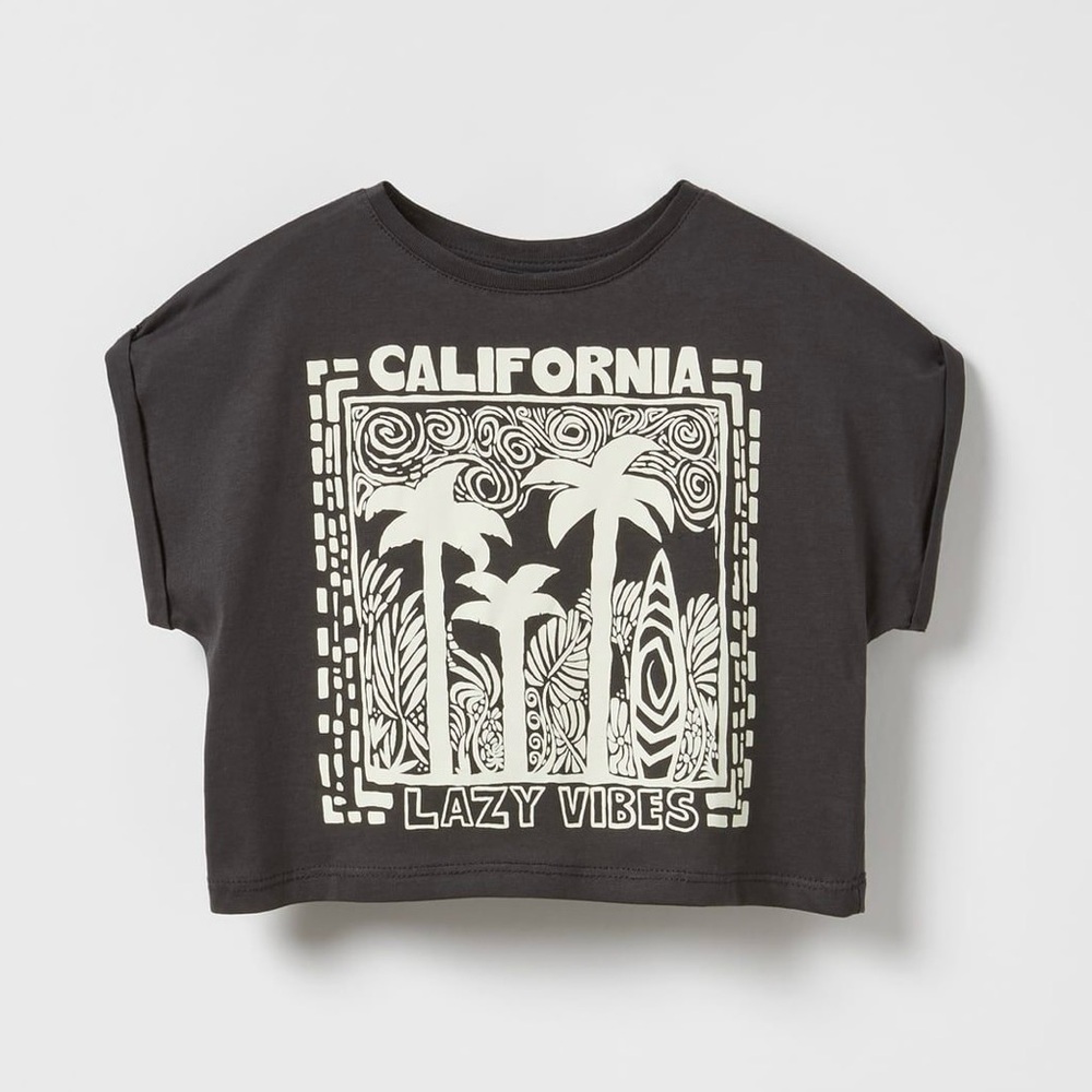 NWT Zara Cropped California Surf Vibe Top 8-9